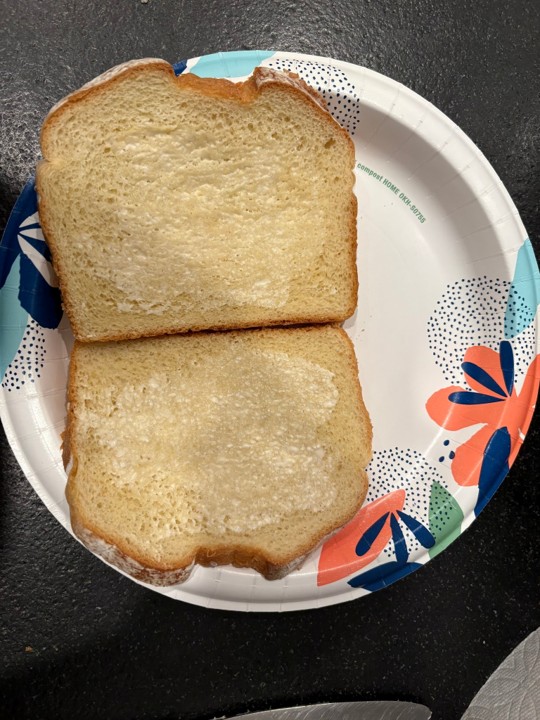 mayo-covered bread slices