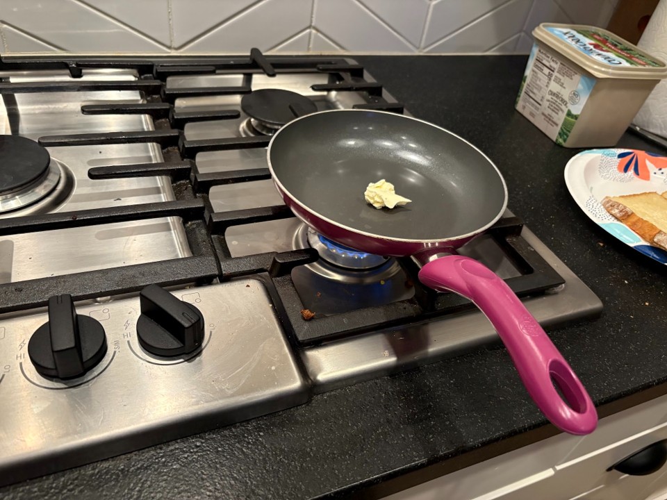 pan with a slab of butter